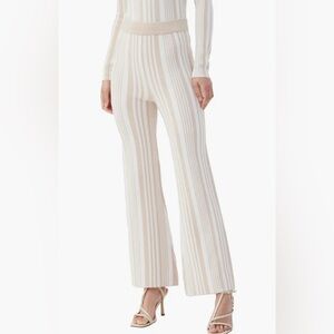 NWOT Stripe Knit Pants 🤍 NUDE AND WHITE STRIPE🤍 Size Small